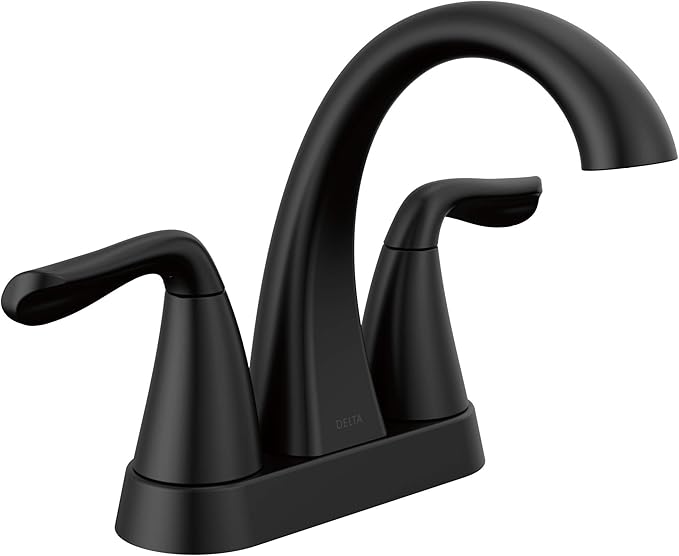 Delta Arvo Centerset Bathroom Faucet, Matte Black 2-Handle Bathroom Faucet by DeltaFaucet