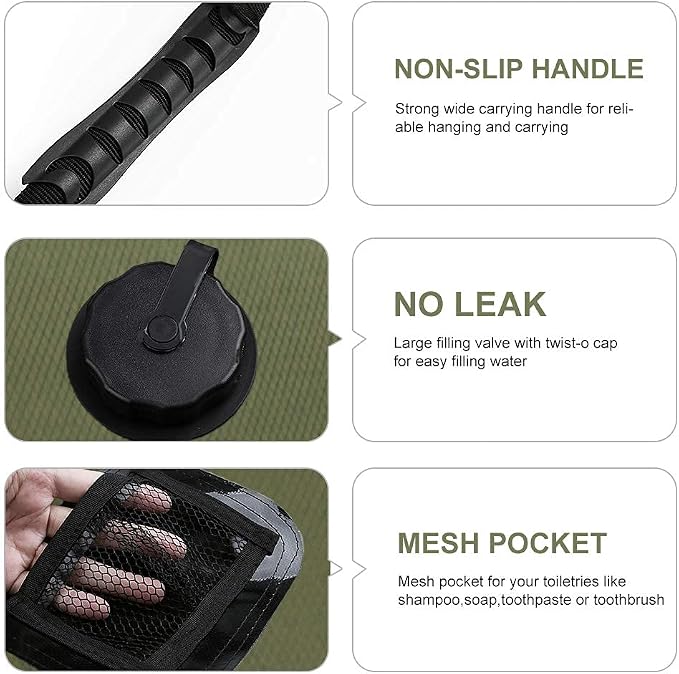 Solar Shower Bag, 5Gal Portable Solar Heating Camping Shower Bag, - Image 4