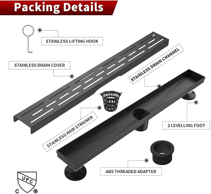 Sharp-tec Linear Shower Drain, 32 inch Shower Drain - Image 7