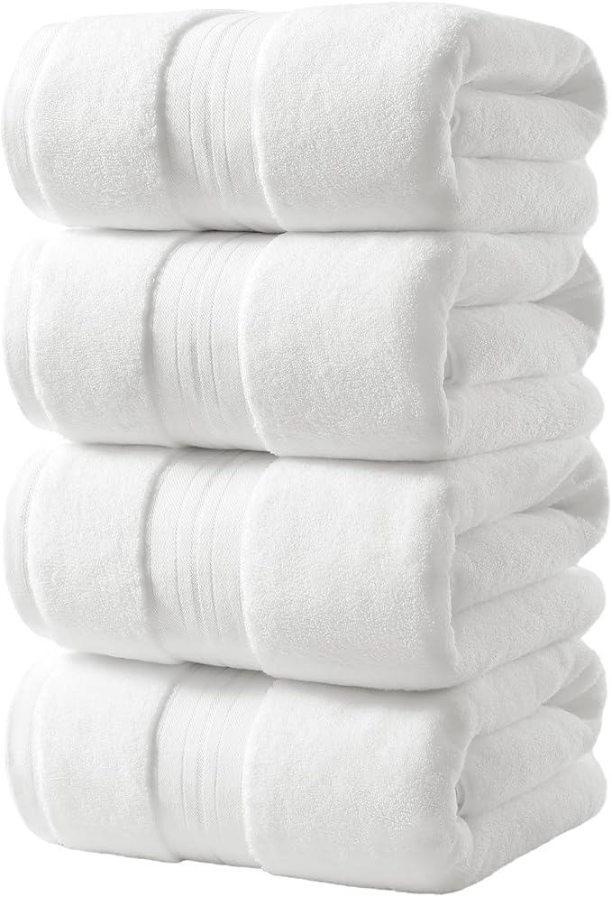 REDKISS 100% Cotton Bath Towels Set of 4, Extra Large Bath Sheets 27 X 59 Inches by REDKISSOnline