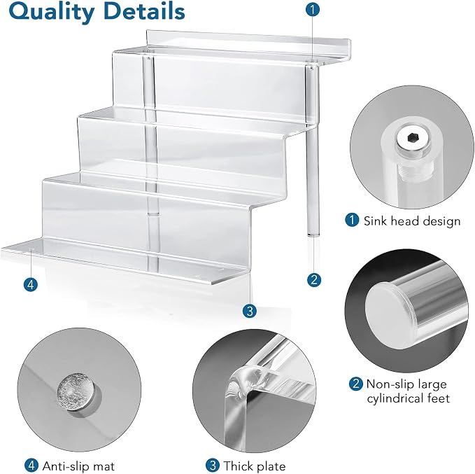 9 Inch Acrylic Shelf for Perfume Organizer in 3 Pack, 4 Tier Funko POP Shelves - Image 3