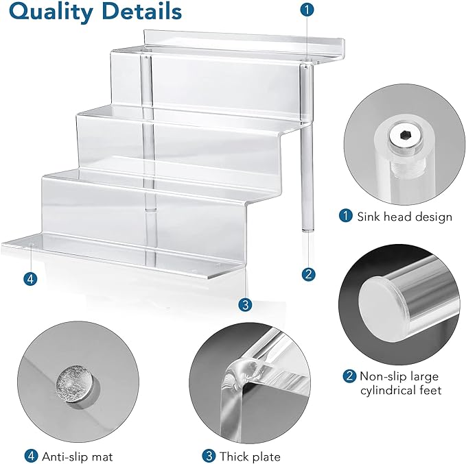 12 Inch Acrylic Shelf for Perfume Organizer in 3 Pack, 4 Tier Funko POP Shelves - Image 3