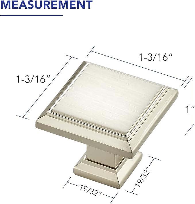 Ravinte Hardware 5 Pack Kitchen Cabinet Pulls Square Drawer Single Hole Handles - Image 2