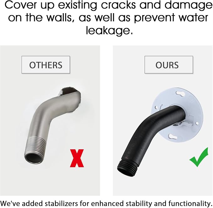 10 Inch Shower Arm with Flange and Stabilizer Bracket, Wall Mounted Shower Pipe - Image 3