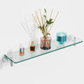 Glass Shelves for Bathroom, 16-Inch Chrome Polished Floating Bathroom Shelf by HOMELIFE