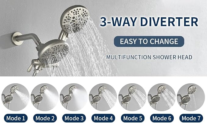 2 Handles Shower Faucet Shower System Complete 2 in 1 Shower Combo Set - Image 4