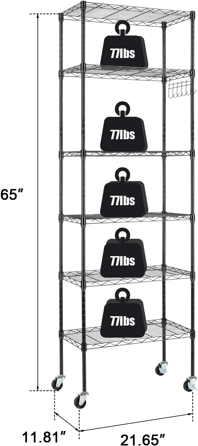 6 Tier Storage Racks Shelving, Heavy Steel Pantry Shelves, Adjustable Wire - Image 2