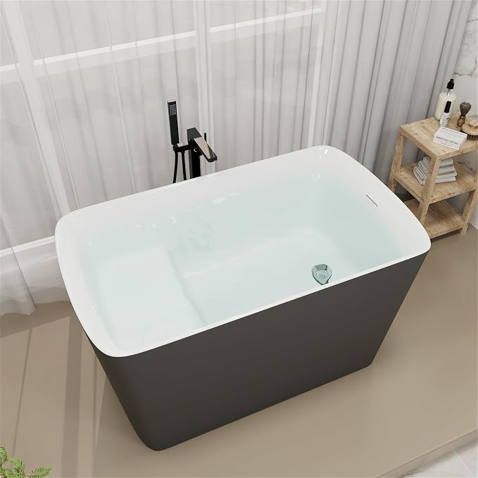 47" Lucite Acrylic Freestanding Bathtub，Square Shape Janpanese Soaking Tub - Image 9