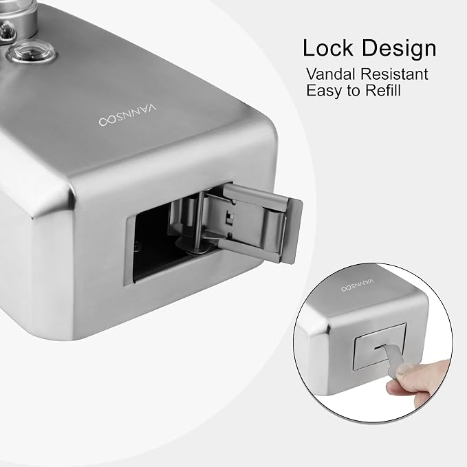Commercial Wall Mount Stainless Steel Foam Soap Dispenser, 40 oz Industrial - Image 6