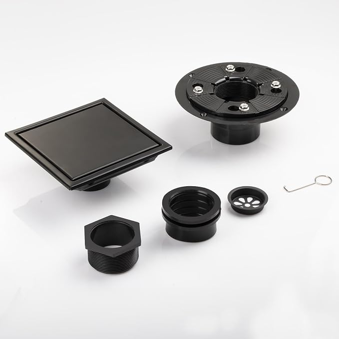 Square Shower Drain, AISI 304 Stainless Steel Matte Black Shower Floor Drain - Image 5