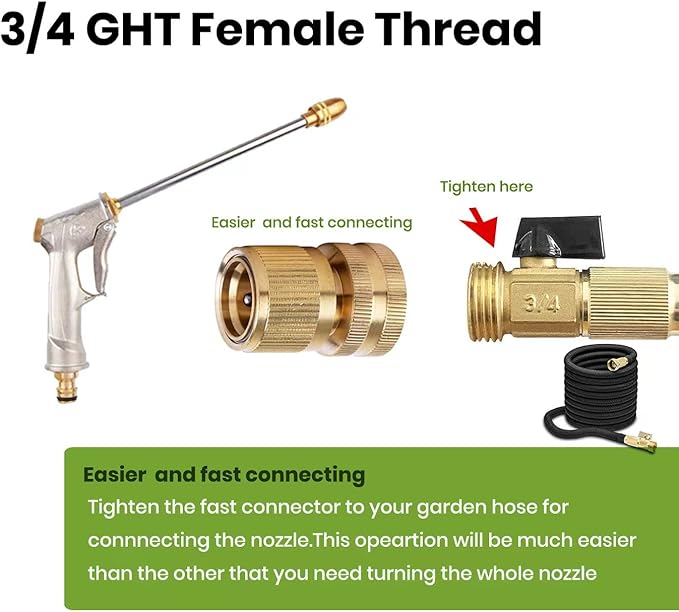 Garden Hose Nozzle, High Pressure Water Hose Nozzle Sprayer Head, fits 3/4” - Image 2
