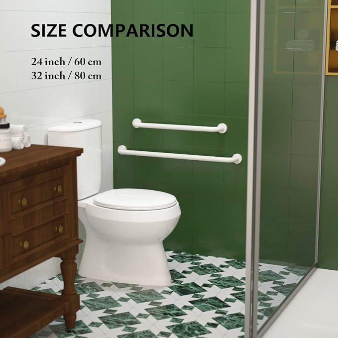 32 Inch Anti Slip Shower Grab Bar Oil Rubbed White 1.25" Diameter, Munzong - Image 5