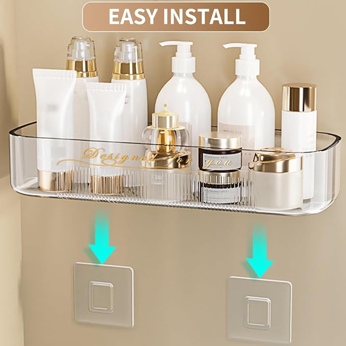 Acrylic Bathroom Shelves 2Pack, No Drilling Plastic Wall Shelf Organizer - Image 5