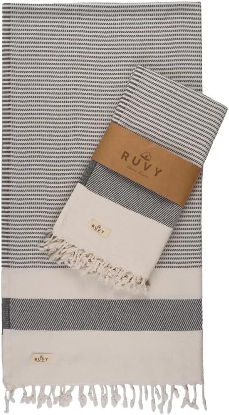 Ruvy Home Basics 2 Pack Turkish Beach Towels – Oversized Quick-Dry Bath Towels by RuvyHomeBasics