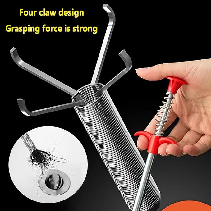 Plumbing Four-claw Hook Dredger Sewer Toilet Tool Manual Toilet Grab Hair - Image 3