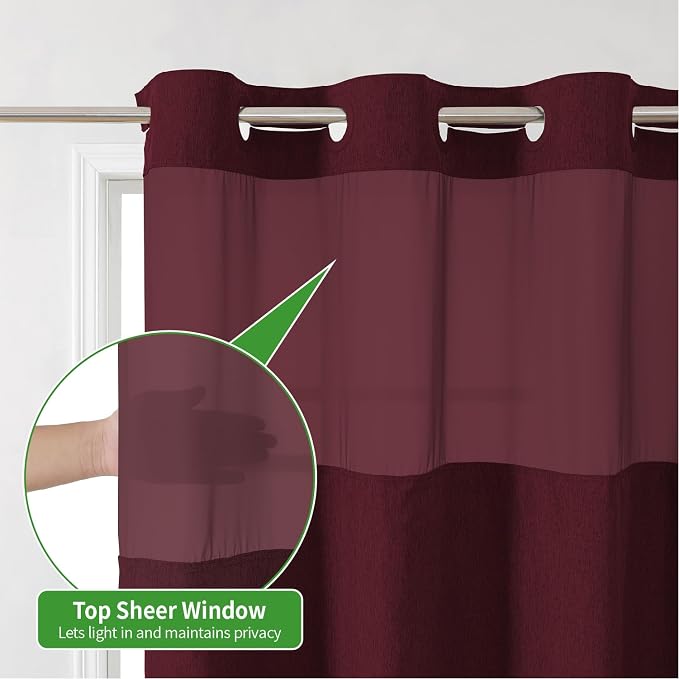 Extra Long No Hooks Needed Linen Textured Shower Curtain - Image 6