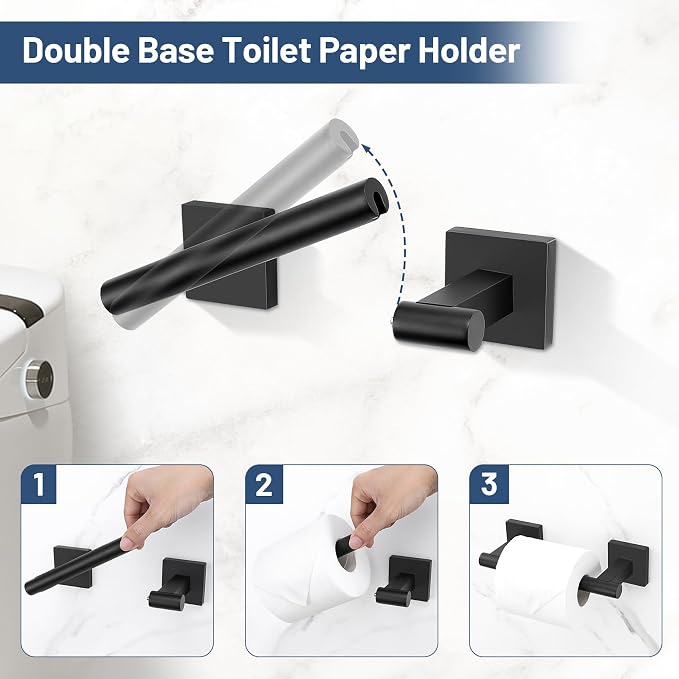 TURS Matte Black 5 Piece Bathroom Hardware Accessories Set, SUS304 Stainless - Image 4
