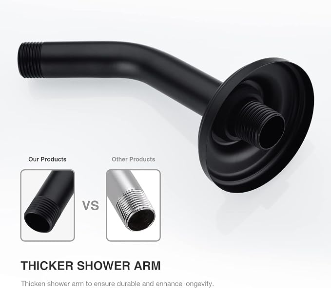 9 Inch Angled Shower Arm with Flange, Wall-Mounted Heavy Duty Stainless Steel - Image 6