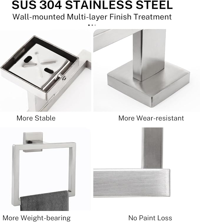 Brushed Nickel Towel Ring Towel Holder - Image 3