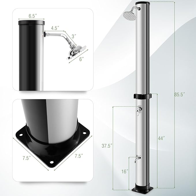 LDAILY Outdoor Shower, 10 Gallon Solar Heated Pool Shower - Image 6