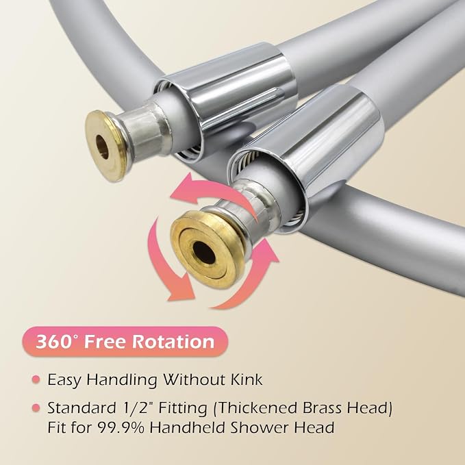 69 Inches Silicone Shower Hoses Replacement, Anti-Kink Designed Handheld Shower - Image 4