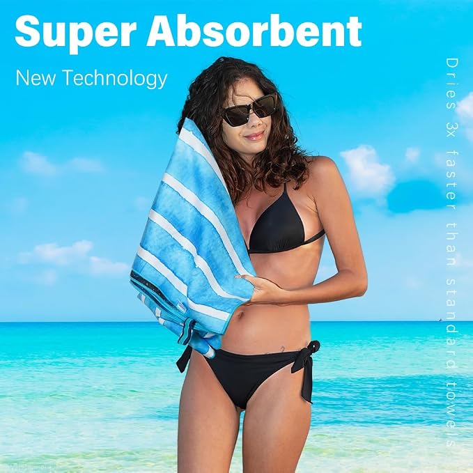 6 Pack Microfiber Lightweight Beach Towel Sand Free Quick Dry Absorbent Thin - Image 6