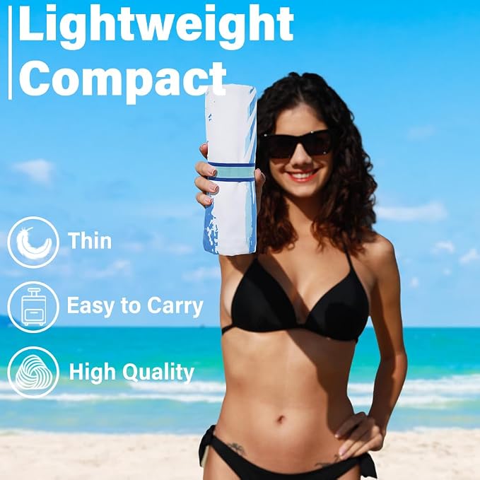 6 Pack Lightweight Thin Microfiber Beach Towel Sand Free Quick Dry Absorbent - Image 2