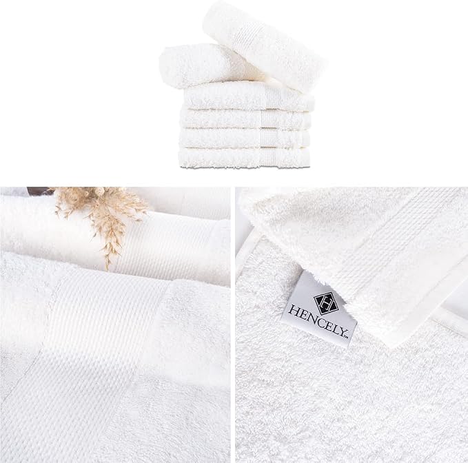 Hencely Premium 6-Pack Washcloths 12x12 Inches Soft Turkish Cotton High - Image 3