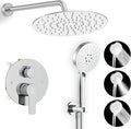 Shower Faucet Set 10IN Brass Rough-In Valve Body Trim Kit Rainfall Included by JQBQS