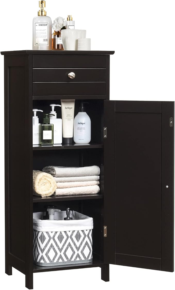 DORTALA Bathroom Floor Cabinet, Free-Standing Wooden Floor Storage Cabinet by DORTALA