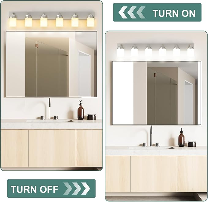 IZORRO Bathroom Vanity Light Fixture, 6-Light 43 Inch Brushed Nickel Bathroom - Image 5