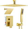 Brushed Gold Shower System, STARBATH 12+6" Rain Shower Head and Handle Set by STARBATH