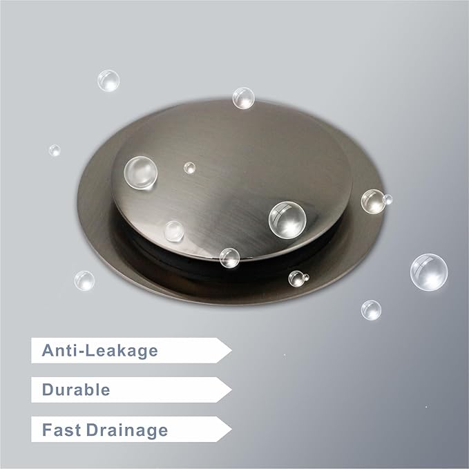 Brushed Bathtub Drain Stopper, Universal Pop Up Bath Drain, Hidrop Tip Toe Tub - Image 5