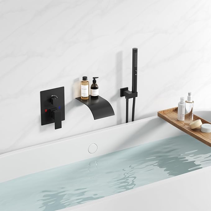 RUMOSE Wall Mount Bathtub Faucet Waterfall Tub Faucet - Image 9
