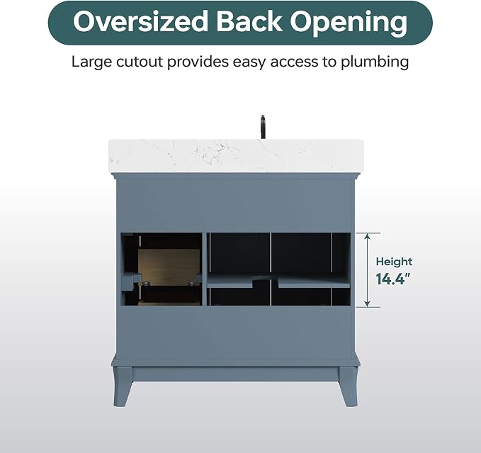 36 Inch Bathroom Vanity with Sink, Fully Assembled Bathroom Vanities with - Image 7