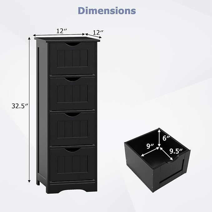 Tangkula Bathroom Floor Cabinet, Freestanding Narrow Side Storage Organizer - Image 3