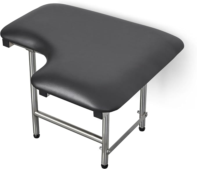 32" x 22.5" Black Padded Wall Mount Folding Left-Handed Transfer Bench Shower - Image 5