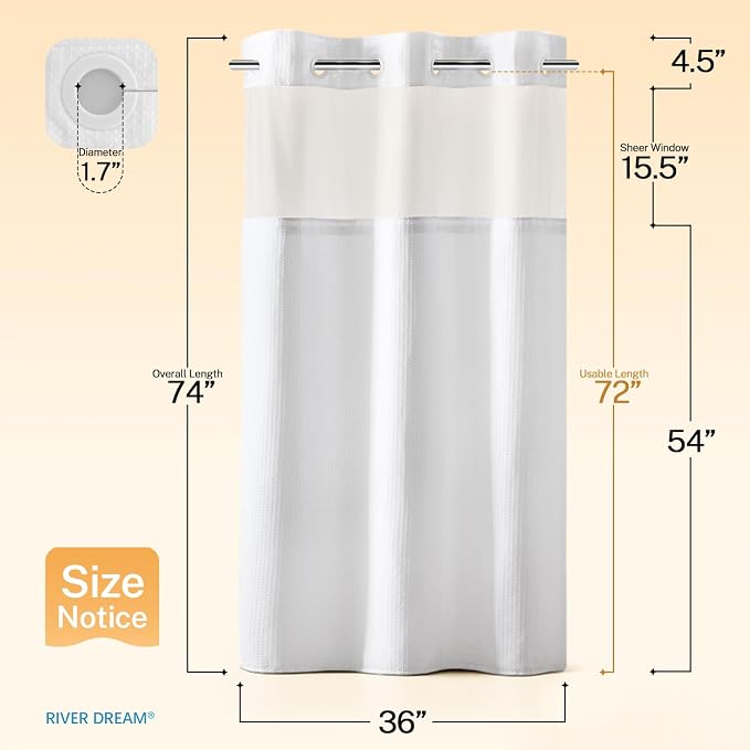 River Dream Stall Heavyweight No Hooks Required Dotted Waffle Weave Shower - Image 7