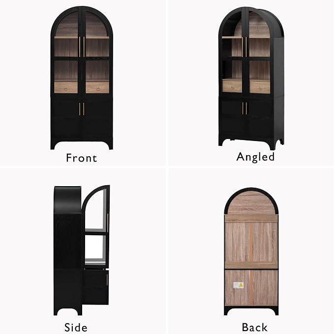 71" Tall Arched Kitchen Pantry Cabinet, Freestanding Kitchens Storage Cabinets - Image 3