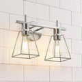 Industrial Bathroom Vanity Lights: 2 Light Silver Brushed Nickel Vintage Metal by HAHZT