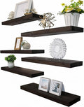 Brown Wood Floating Shelves for Wall Rustic Wall Shelves for Bedroom Set of 6 by Unknown