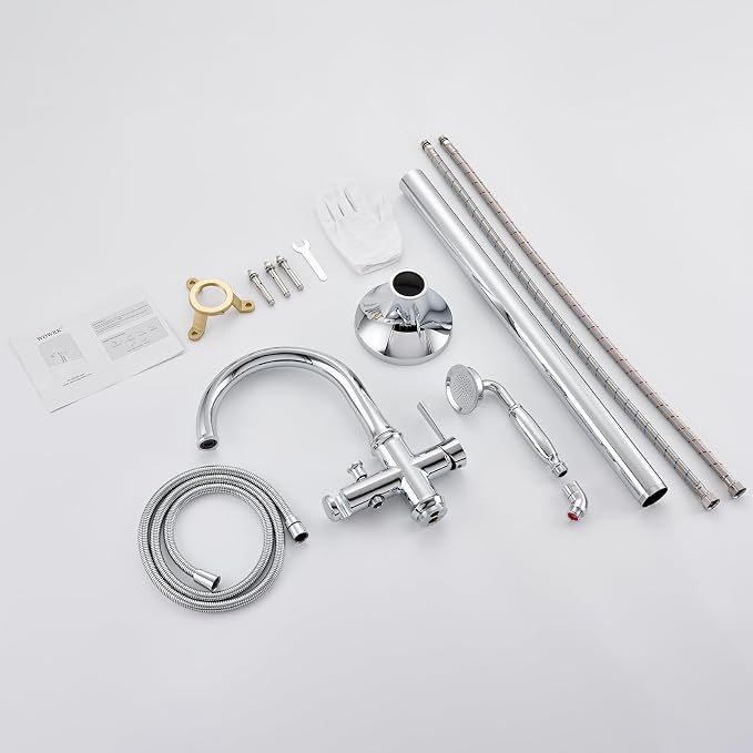 Free Standing Tub Faucet Chrome Tub Filler Freestanding Bathtub Faucets Brass - Image 9