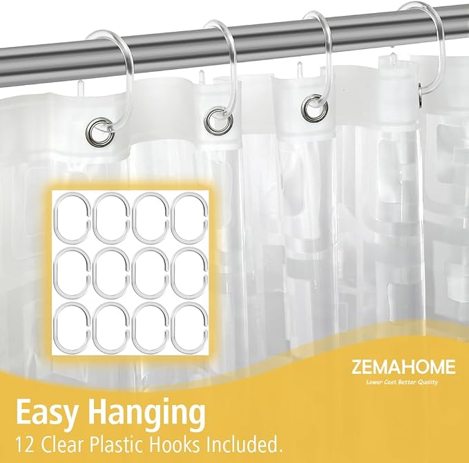 Thin 3D EVA Shower Curtain Liner Geometric, 72x72 Premium Light Weight Clear - Image 2