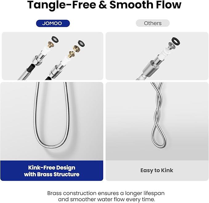 JOMOO Shower Hose, 99 Inch Extra Long Flexible Stainless Steel Handheld - Image 3