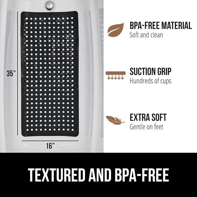 GORILLA GRIP Patented Bath Tub Shower Mat, Machine Washable Bathtub Floor Liner - Image 5