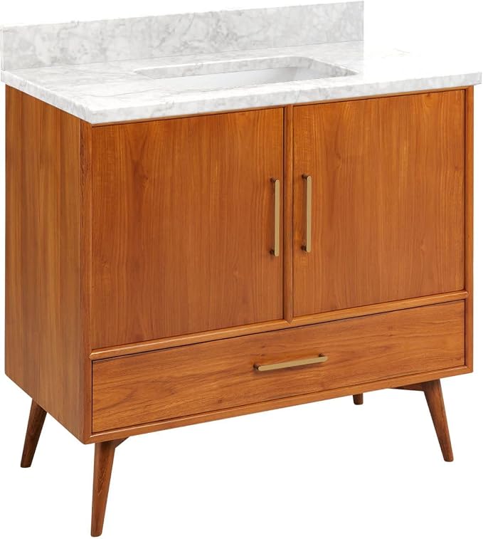 Signature Hardware 953363-36-RUMB-0 Novak 36" Freestanding Teak Single Basin by SignatureHardware