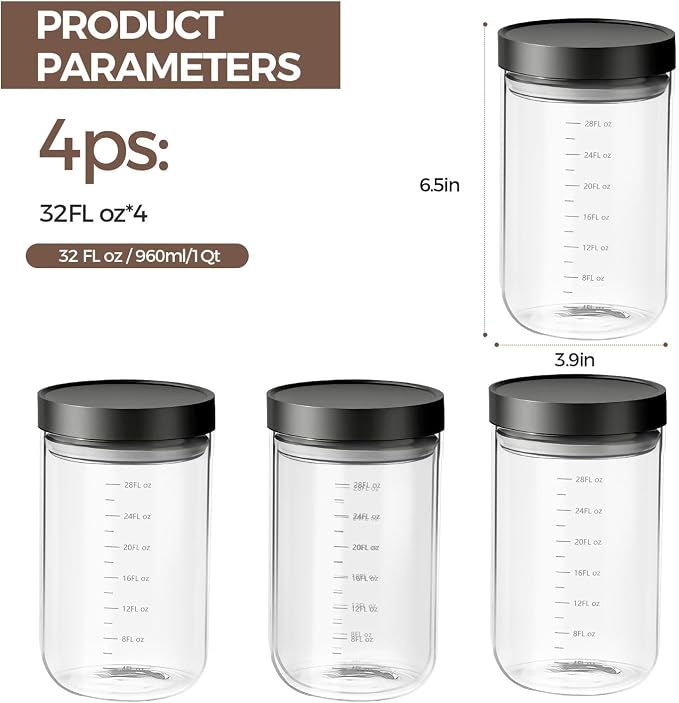 Danbark Set of 4 30oz Airtight Glass Storage Canisters - Image 3