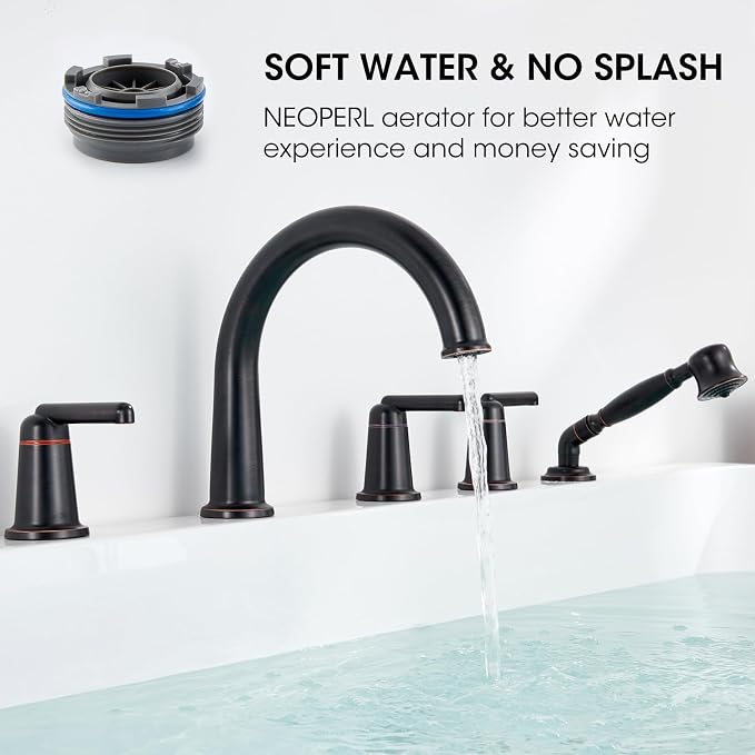 Roman Tub Faucet Set with Hand Shower, KRUZOO Bathtub Faucet Set Trim Kit with - Image 4