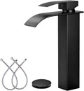 LIFG Matte Black Vessel Sink Faucet, Tall Waterfall Bathroom Faucet, Single by LUFG