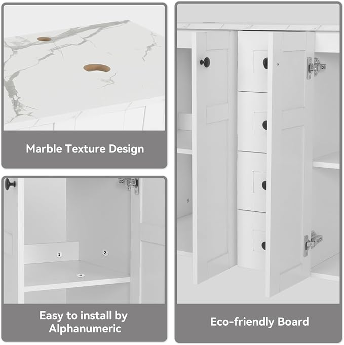 48 Inch White Bathroom Vanity - Image 3